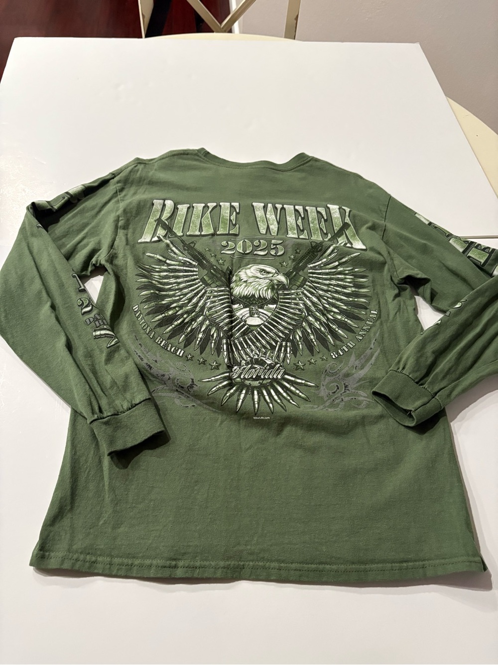 Gildan Olive Green 'Bike Week Daytona Beach 2025' Long Sleeve Graphic Tee